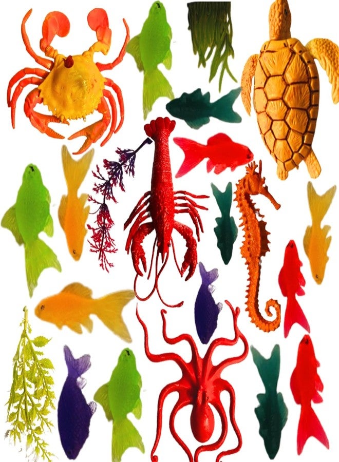 Mallexo مجموعة ألعاب حيوانات المحيط من ماليكسو للأطفال (بنين وبنات) - 24 قطعة - حيوانات بحرية مائية - هدايا عيد ميلاد - ألعاب شخصيات متعددة الألوان - ألعاب مخلوقات بحرية - قنديل البحر - أخطبوط - وغيرها - أحجام صغيرة ومتوسطة - Image 1